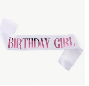 Pink and White Sash Birthday Girl